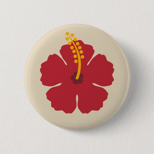 Red Hibiscus Flower Ronde Button 5,7 Cm (Voorkant)