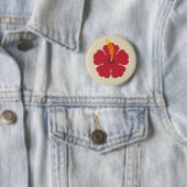 Red Hibiscus Flower Ronde Button 5,7 Cm (In situ)