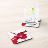 Red Hibiscus Flower Side Uitzicht Bier Onderzetter (Rechterzijde)