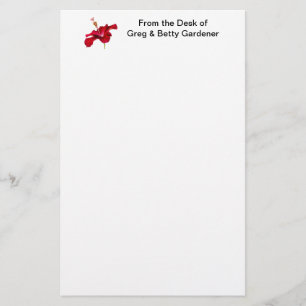 Red Hibiscus Flower Side Uitzicht Briefpapier