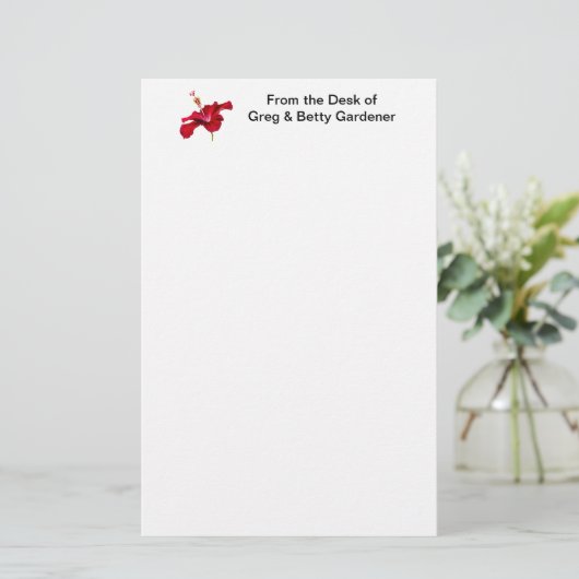 Red Hibiscus Flower Side Uitzicht Briefpapier (Staand voorkant)
