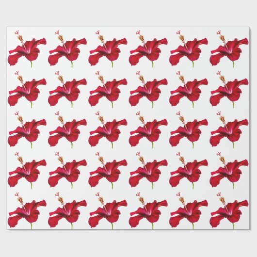 Red Hibiscus Flower Side Uitzicht Cadeaupapier (Vlak)