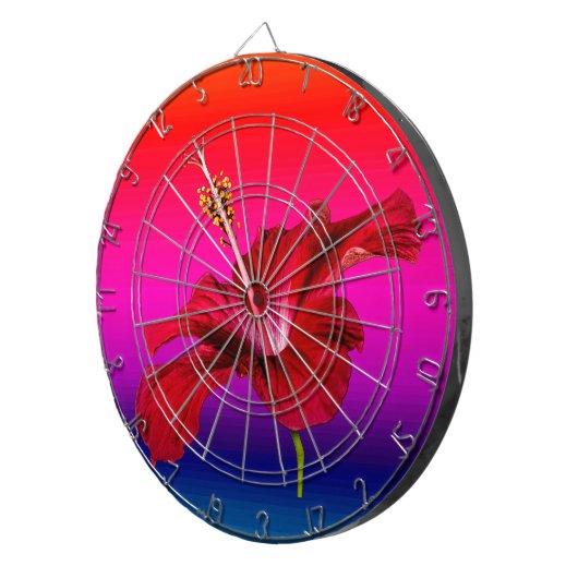 Red Hibiscus Flower Side Uitzicht Dartbord (Voorkant Rechts)