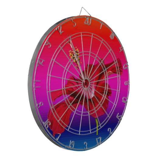 Red Hibiscus Flower Side Uitzicht Dartbord (Voorkant Links)