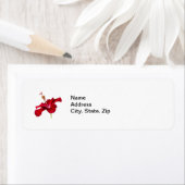 Red Hibiscus Flower Side Uitzicht Etiket (Insitu)