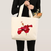 Red Hibiscus Flower Side Uitzicht Grote Tote Bag (Voorkant (product))