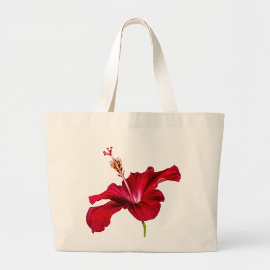 Red Hibiscus Flower Side Uitzicht Grote Tote Bag (Voorkant)