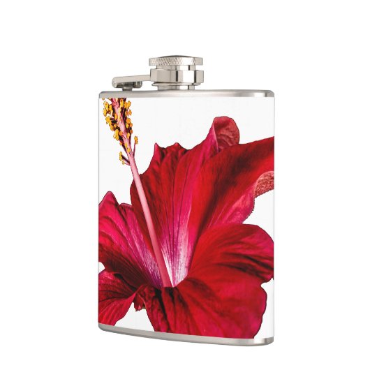 Red Hibiscus Flower Side Uitzicht Heupfles (Links)