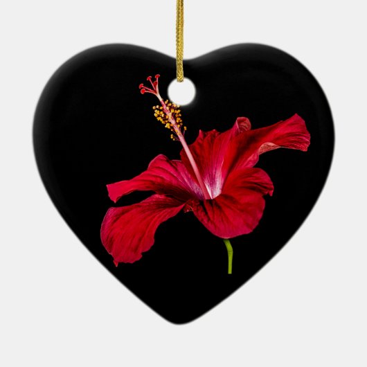 Red Hibiscus Flower Side Uitzicht Keramisch Ornament (Achterkant)