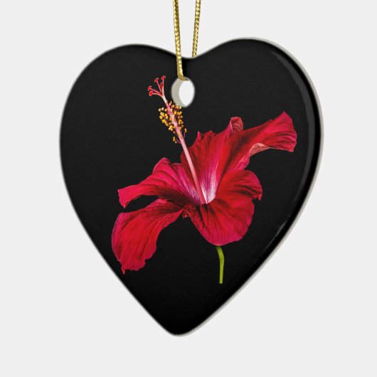 Red Hibiscus Flower Side Uitzicht Keramisch Ornament (Links)
