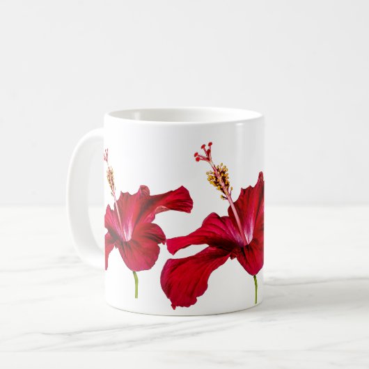 Red Hibiscus Flower Side Uitzicht Koffiemok (Voorkant links)