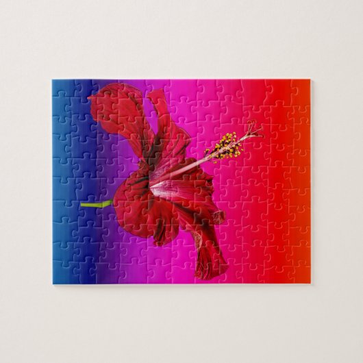 Red Hibiscus Flower Side Uitzicht Legpuzzel (Horizontaal)