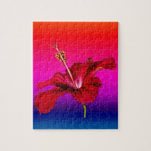 Red Hibiscus Flower Side Uitzicht Legpuzzel (Verticaal)