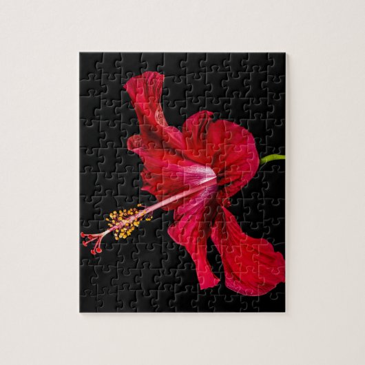 Red Hibiscus Flower Side Uitzicht Legpuzzel (Verticaal)