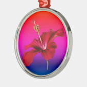 Red Hibiscus Flower Side Uitzicht Metalen Ornament (Links)