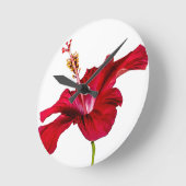 Red Hibiscus Flower Side Uitzicht Ronde Klok (Hoek)