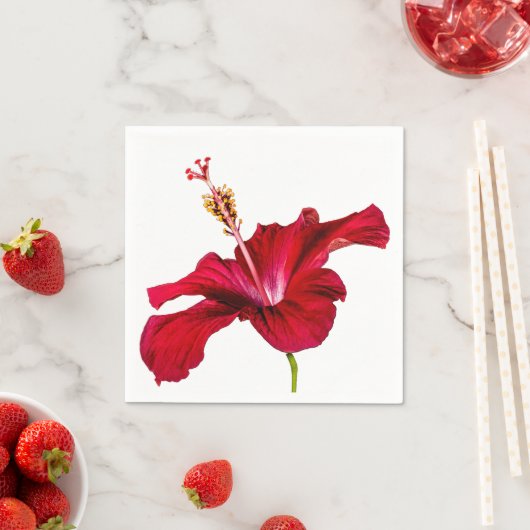 Red Hibiscus Flower Side Uitzicht Servetten (Insitu)