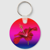 Red Hibiscus Flower Side Uitzicht Sleutelhanger (Voorkant)