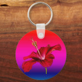 Red Hibiscus Flower Side Uitzicht Sleutelhanger (Voorkant)