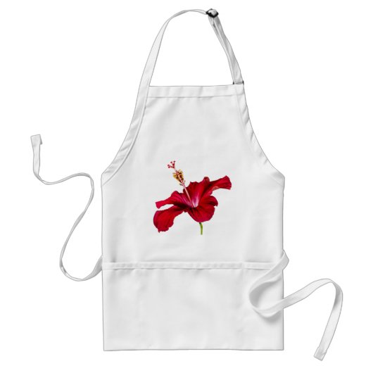 Red Hibiscus Flower Side Uitzicht Standaard Schort (Voorkant)