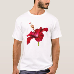 Red Hibiscus Flower Side Uitzicht T-shirt