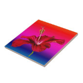 Red Hibiscus Flower Side Uitzicht Tegeltje (Zijkant)