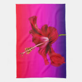 Red Hibiscus Flower Side Uitzicht Theedoek (Verticaal)