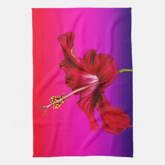 Red Hibiscus Flower Side Uitzicht Theedoek (Verticaal)