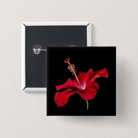 Red Hibiscus Flower Side Uitzicht Vierkante Button 5,1 Cm (Voorkant /achterkant)