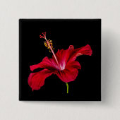 Red Hibiscus Flower Side Uitzicht Vierkante Button 5,1 Cm (Voorkant)