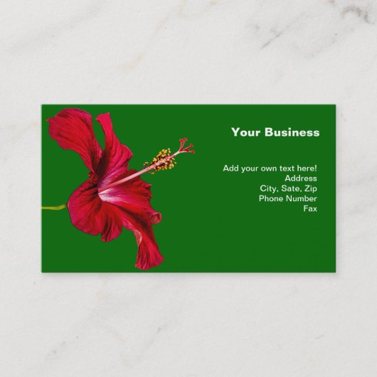 Red Hibiscus Flower Side Uitzicht Visitekaartje (Voorkant)