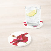 Red Hibiscus Flower Side Uitzicht Zandsteen Onderzetter (Zijkant)