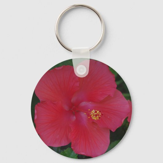 RED HIBISCUS FLOWER SLEUTELHANGER (Voorkant)