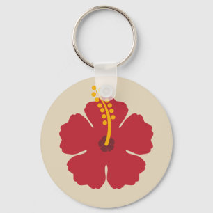 Red Hibiscus Flower Sleutelhanger