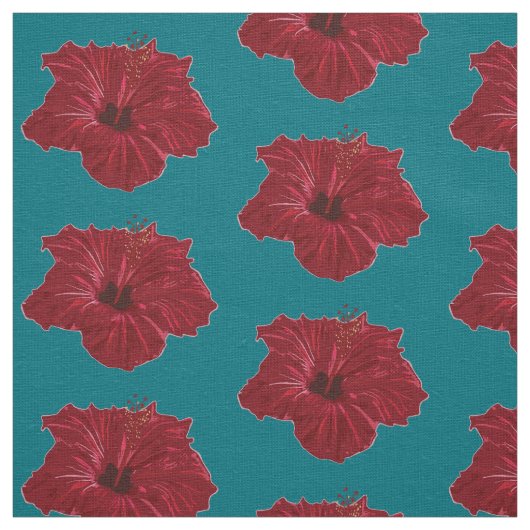 Red Hibiscus flower Stof (Swatch)