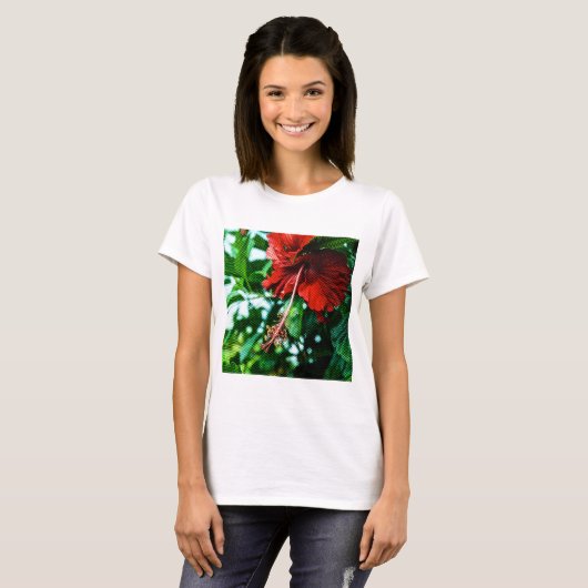Red Hibiscus Flower T-shirt (Voorkant volledig)