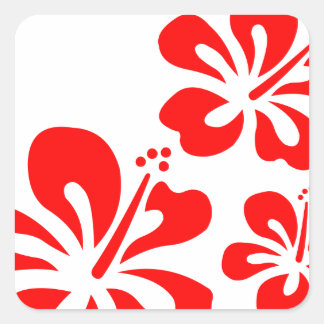 Red Hibiscus Flower Vierkante Sticker