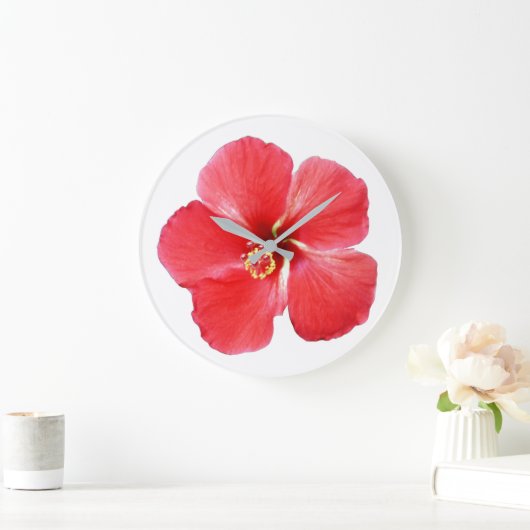 Red Hibiscus Flower Wall klok (Huis)