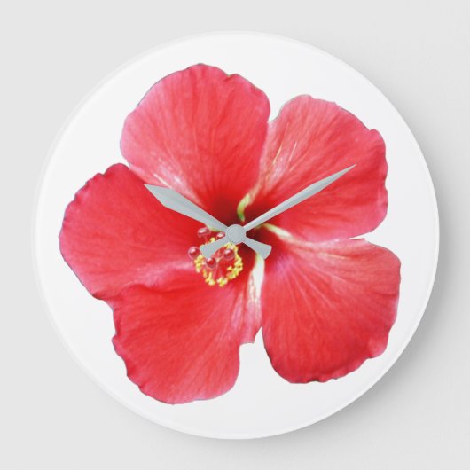 Red Hibiscus Flower Wall klok (Voorkant)