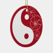 Red Hibiscus Flower Yin Yang Keramisch Ornament (Rechts)