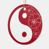 Red Hibiscus Flower Yin Yang Keramisch Ornament (Links)