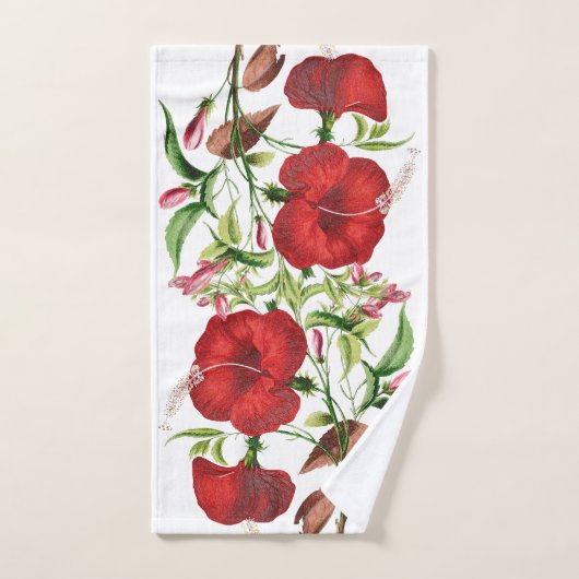 Red Hibiscus Flowers Bath-doekset Bad Handdoek (Handdoek)