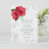 Red Hibiscus Flowers, Custom Wedding Invitation Kaart (Staand voorkant)
