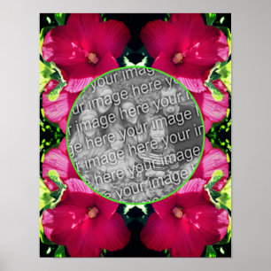 Red Hibiscus Flowers Lijst Uw eigen foto toevoegen Poster