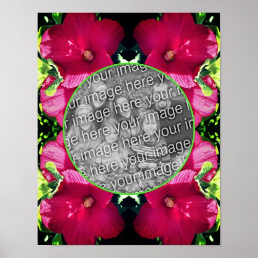Red Hibiscus Flowers Lijst Uw eigen foto toevoegen Poster (Voorkant)
