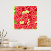 Red Hibiscus Flowers Poster Print (Keuken)