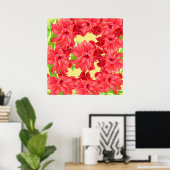 Red Hibiscus Flowers Poster Print (Thuiskantoor)