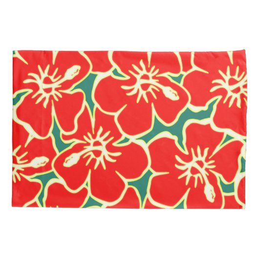 Red Hibiscus Flowers Tropical Hawaiian Decor Kussensloop (Achterkant-Links)