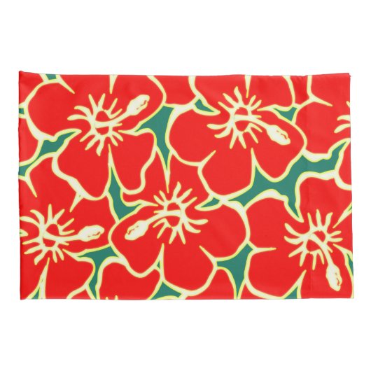 Red Hibiscus Flowers Tropical Hawaiian Decor Kussensloop (Achterkant-Rechts)