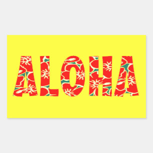 Red Hibiscus Flowers Tropical Hawaiian Luau Aloha Rechthoekige Sticker